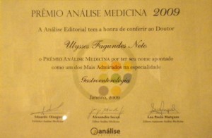 Prêmio ANÁLISE MEDICINA de destaque na Especialidade na Gastroenterologia, 2009