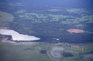 Figura 30- Vista aérea da aldeia Kuicuru próxima de um dos mais lindos lagos da região.