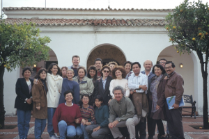 Figura 36- Minha participação do curso de Mestrado Internacional na Universidade Internacional de Andalucia, em La Rábida, em 1996. Grupo de alunos do curso, todos eles da américa latina, que lá permaneceram durante 3 meses.